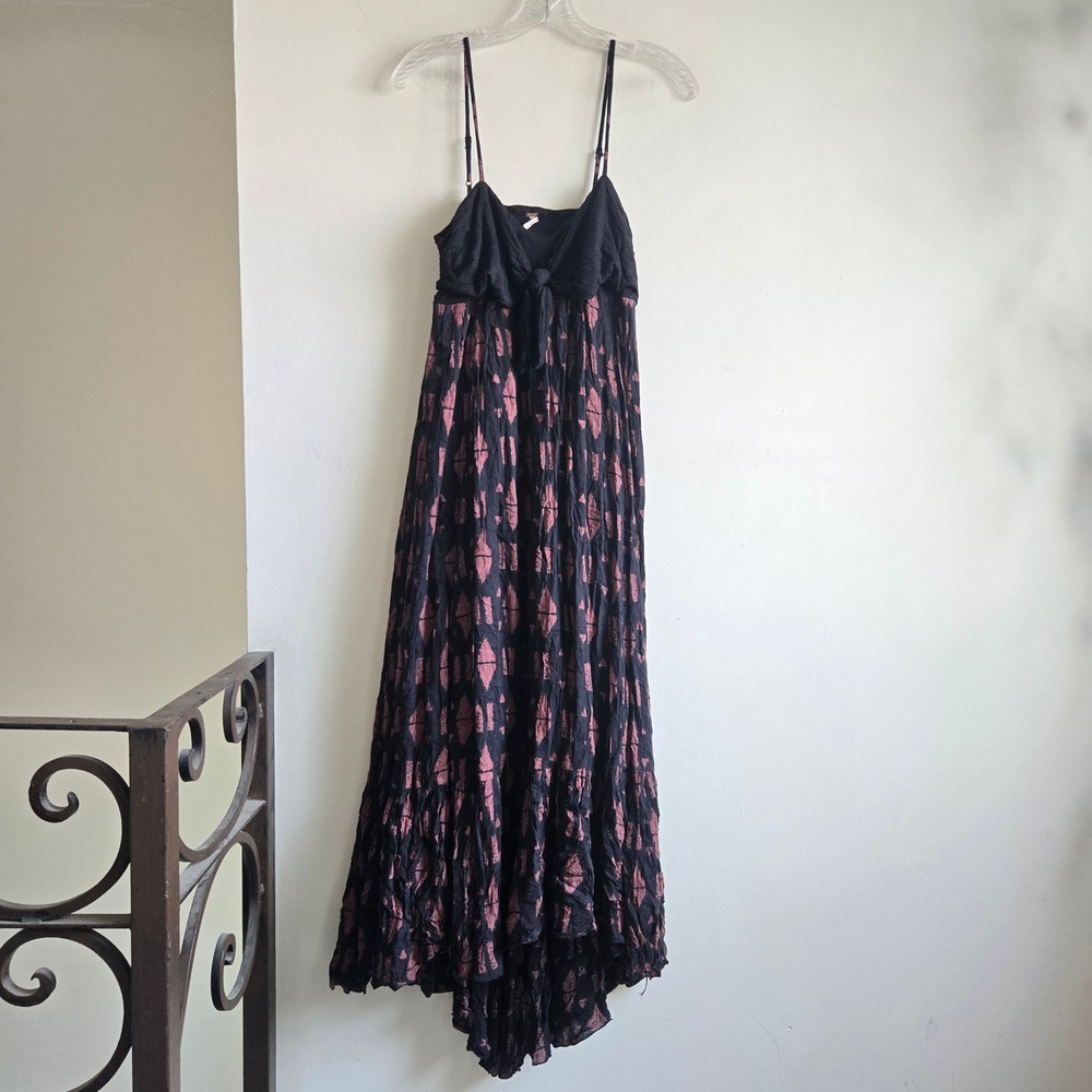 Free People S Totally Tubular Maxi Dress Womens Black Pink Tie Dye Boho